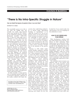 "There Is No Intra-Specific Struggle in Nature"
