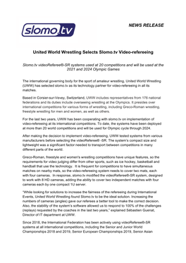 NEWS RELEASE United World Wrestling Selects Slomo.Tv Video