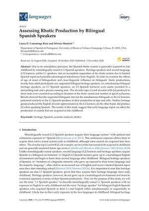 Assessing Rhotic Production by Bilingual Spanish Speakers