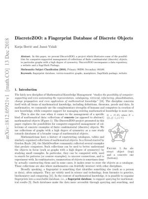 Discretezoo: a Fingerprint Database of Discrete Objects