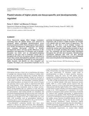 Plastid and Stromule Morphology 83