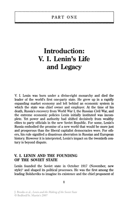 Introduction: VI Lenin's Life and Legacy