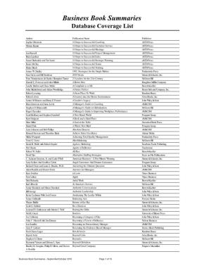 Business Book Summaries Database Coverage List