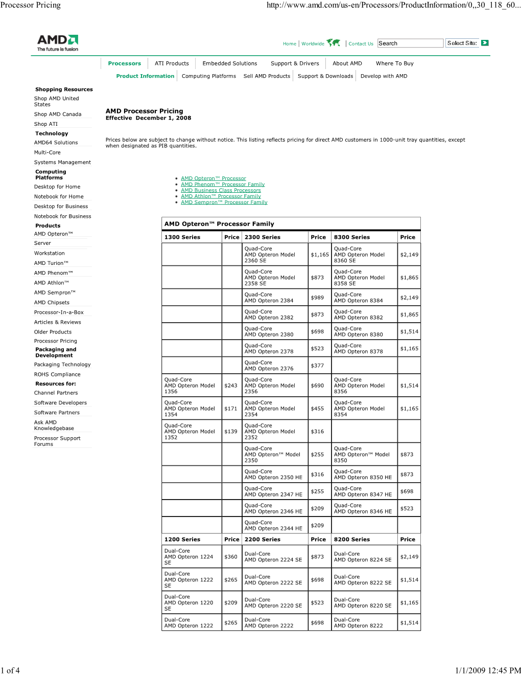 Processor Pricing