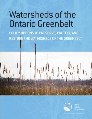 Policy Options to Preserve, Protect, and Restore the Watersheds of the Greenbelt
