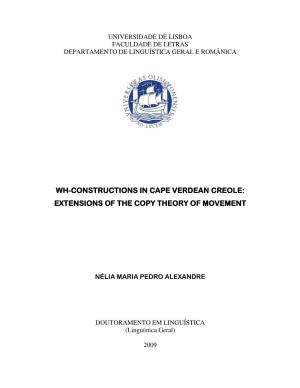 Wh-Constructions in Cape Verdean Creole