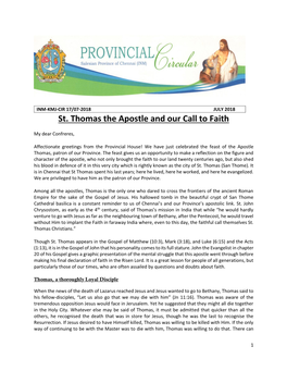 St. Thomas the Apostle and Our Call to Faith