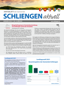 Landtagswahl 2021 Gesamtergebnis Der Gemeinde Schliengen