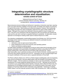 Integrating Crystallographic Structure Determination and Visualization: Remote Control of Coot