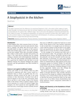 A Biophysicist in the Kitchen Félix M Goñi