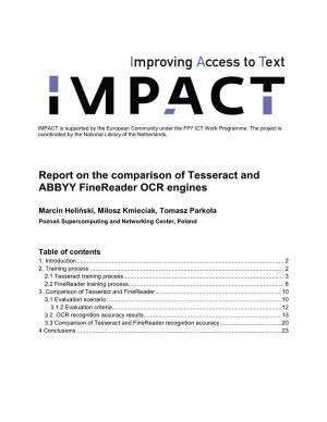 Report on the Comparison of Tesseract and ABBYY Finereader OCR Engines