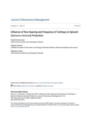 Influence of Row Spacing and Frequency of Cuttings on Spinach (&lt;Em&gt;Spinacia Oleracea&lt;/Em&gt;) Production