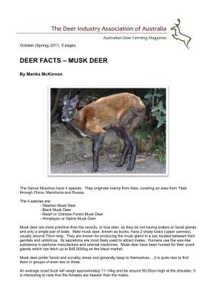 DEER FACTS – MUSK DEER the Deer Industry Association of Australia