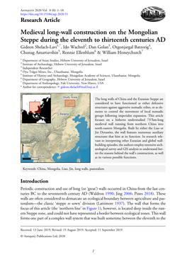Medieval Long-Wall Construction on the Mongolian Steppe During The
