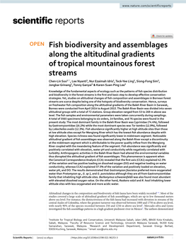 Fish Biodiversity and Assemblages Along the Altitudinal Gradients Of