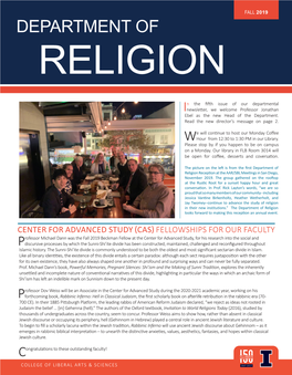 Fall 2019 Religion Department Newsletter