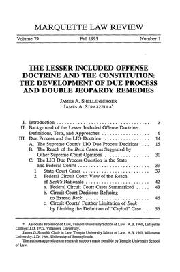 The Lesser Included Offense Doctrine and the Constitution: the Development of Due Process and Double Jeopardy Remedies