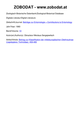 Beiträge Zur Entomologie = Contributions to Entomology
