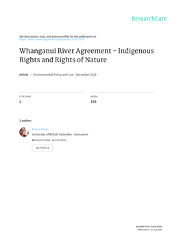 Whanganui River Agreement - Indigenous Rights and Rights of Nature