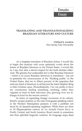 Translating and Transnationalizing Brazilian Literature and Culture
