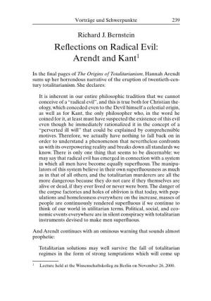 Reflections on Radical Evil: Arendt and Kant1