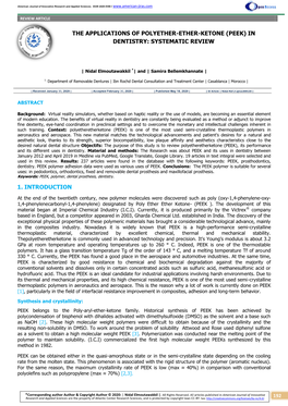 (Peek) in Dentistry: Systematic Review