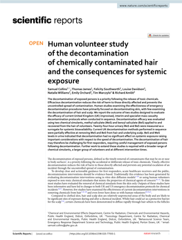 Human Volunteer Study of the Decontamination of Chemically Contaminated Hair and the Consequences for Systemic Exposure