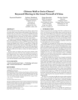 Keyword Filtering in the Great Firewall of China