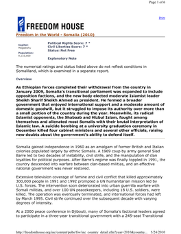 Freedom in the World - Somalia (2010)