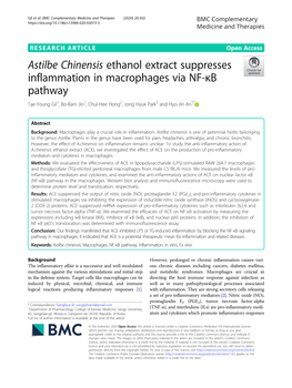 Astilbe Chinensis Ethanol Extract Suppresses Inflammation In