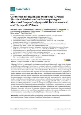 Cordycepin for Health and Wellbeing: a Potent Bioactive Metabolite of an Entomopathogenic Medicinal Fungus Cordyceps with Its Nutraceutical and Therapeutic Potential