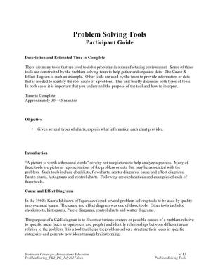 Problem Solving Tools Participant Guide