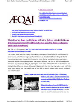 Chris Bucher Goes the Distance at Prairie Gallery with Little Kings :: AEQAI Page 1 of 5