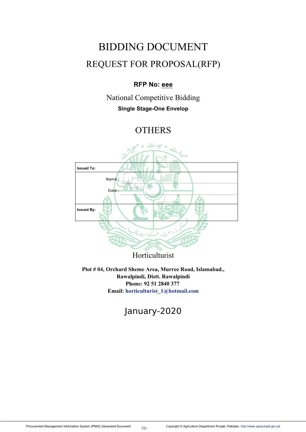 Bidding Document Request for Proposal(Rfp)