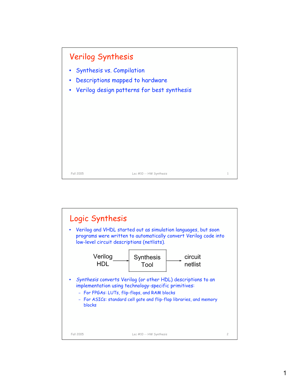 Verilog Synthesis