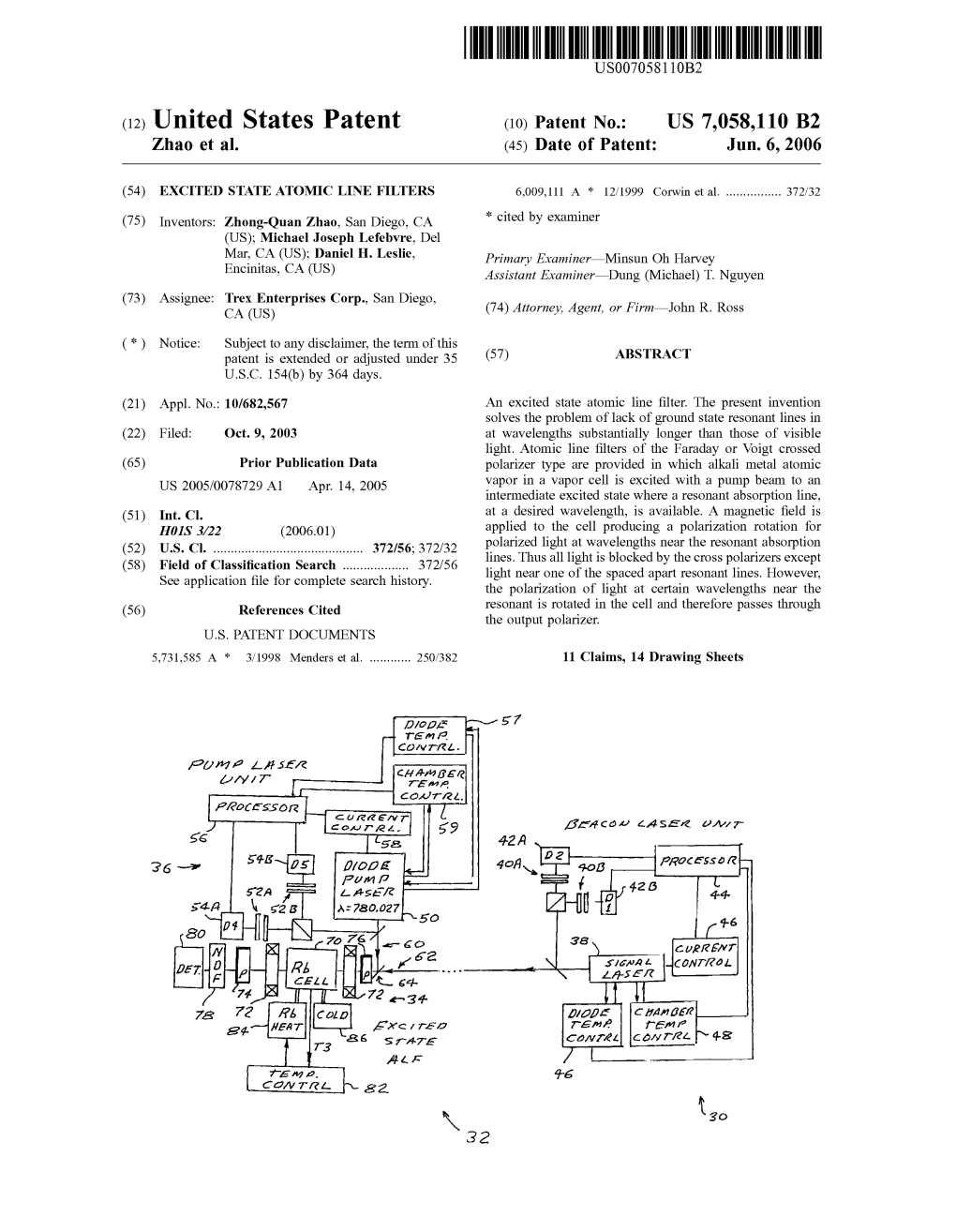 (12) United States Patent (10) Patent N0.: US 7,058,110 B2 Zhao Et A]