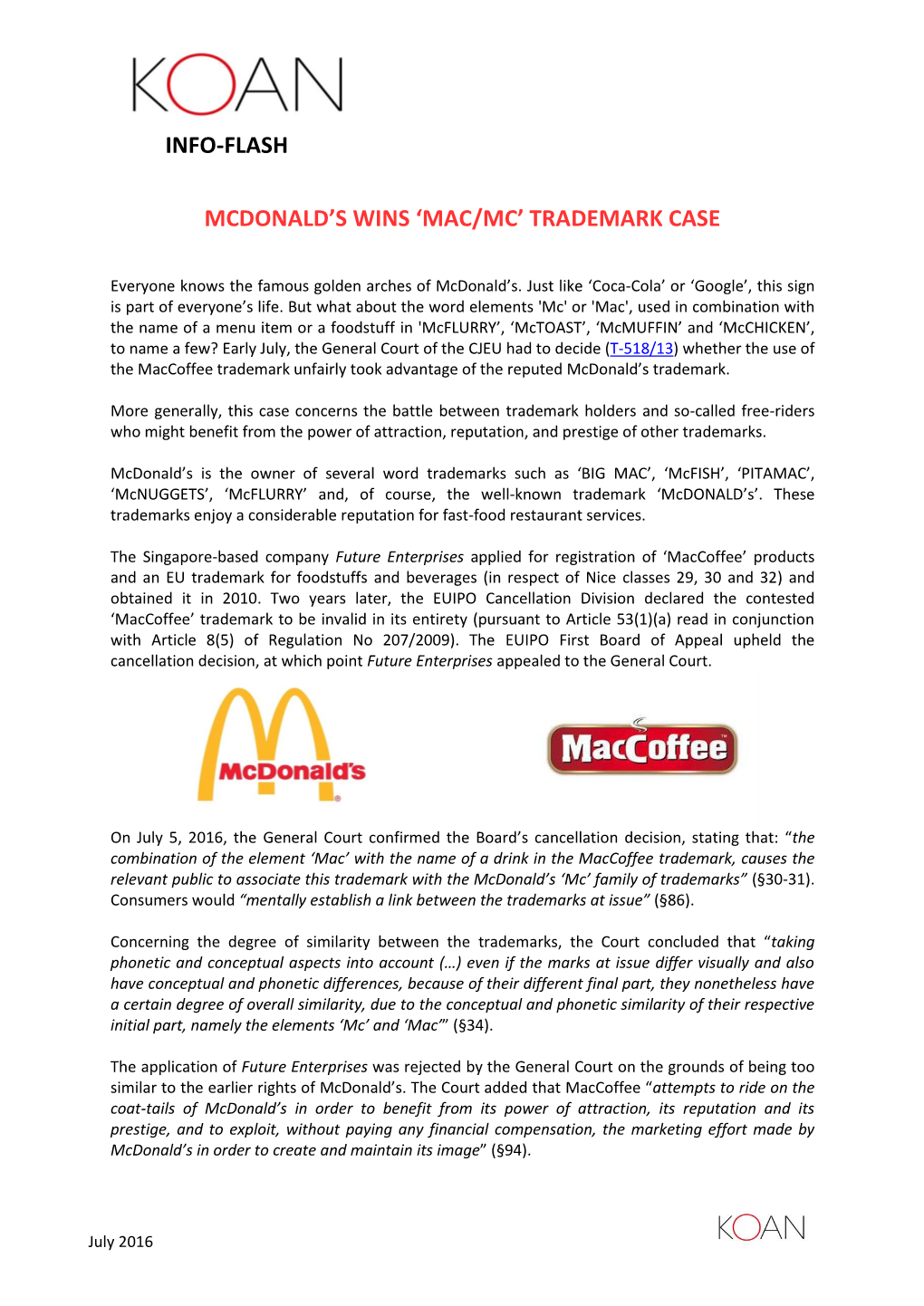 Info-Flash Mcdonald's Wins 'Mac/Mc'