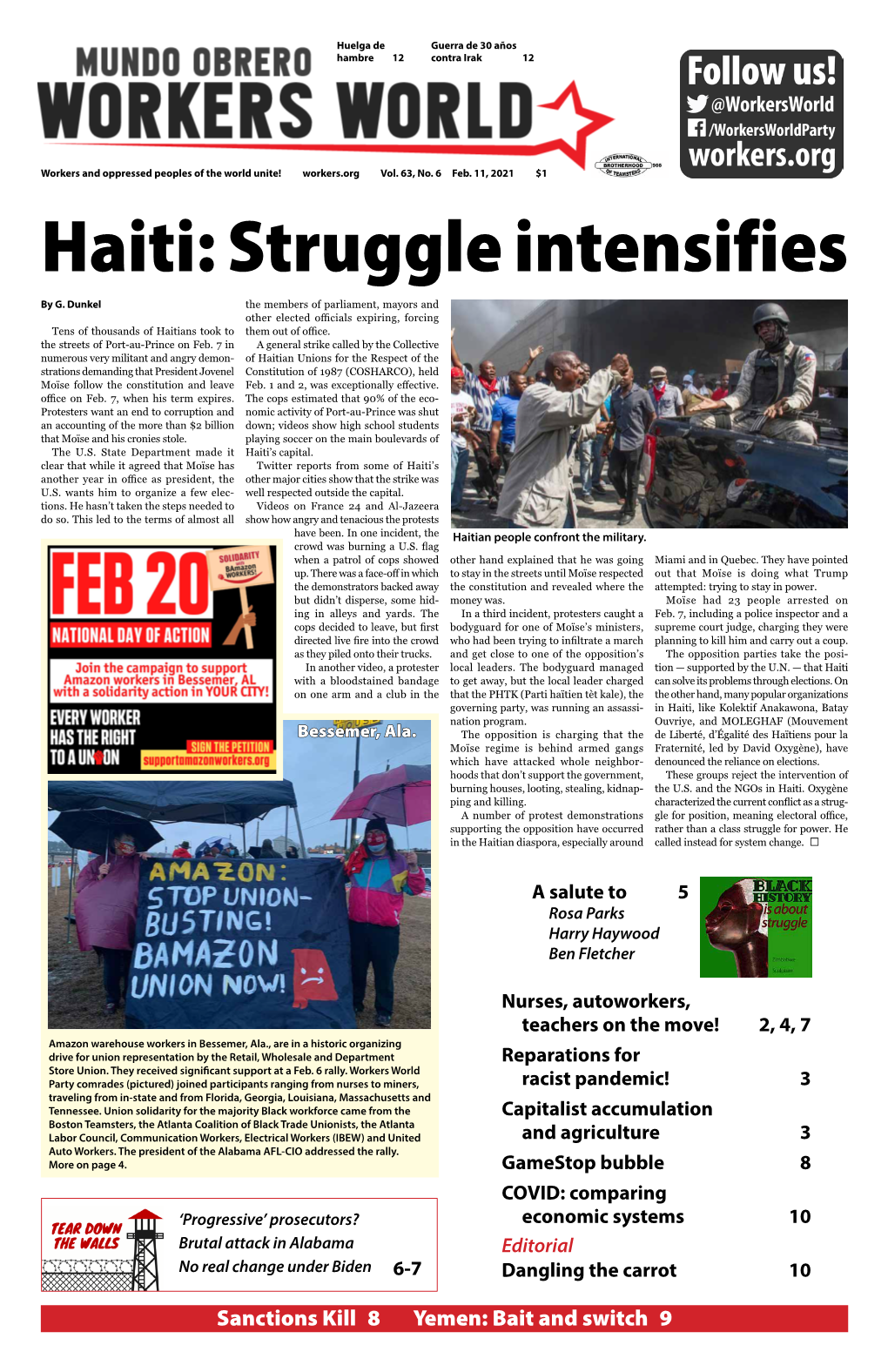 Feb. 11, 2021 $1 Haiti: Struggle Intensifies