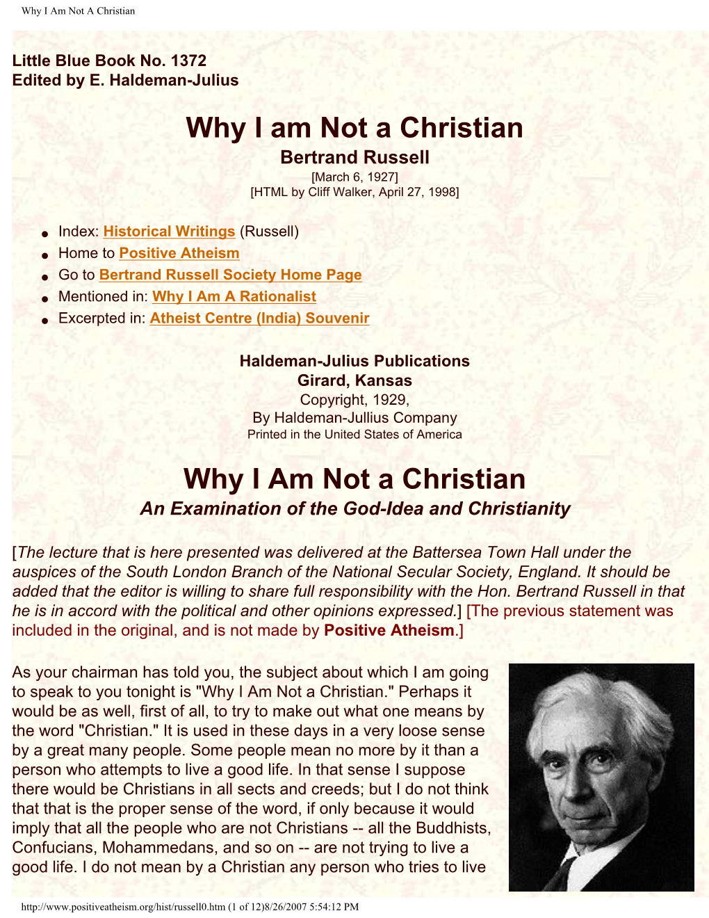 Why I Am Not a Christian