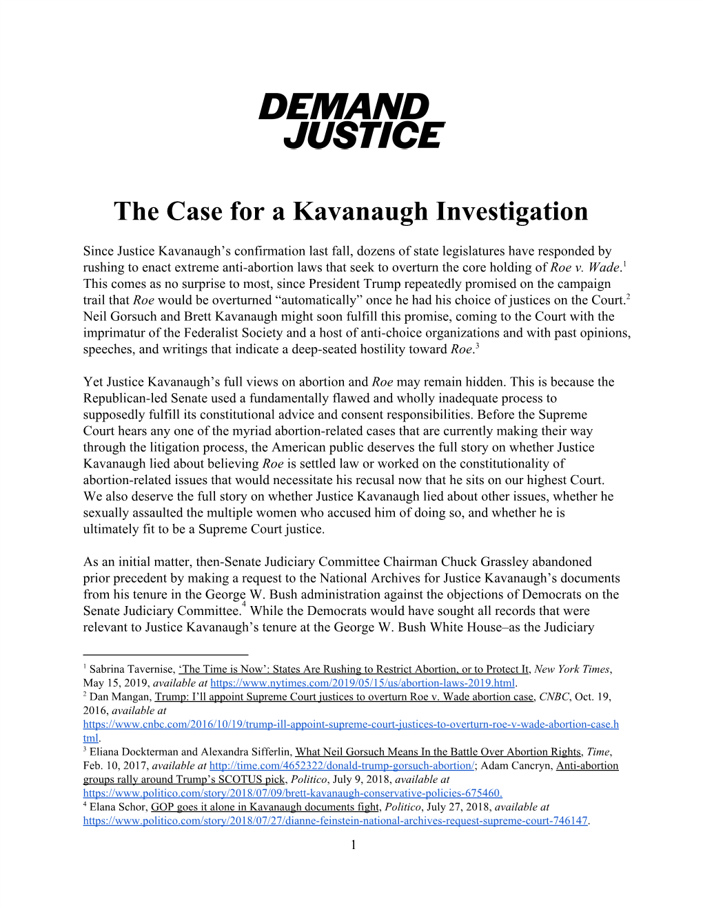 The Case for a Kavanaugh Investigation