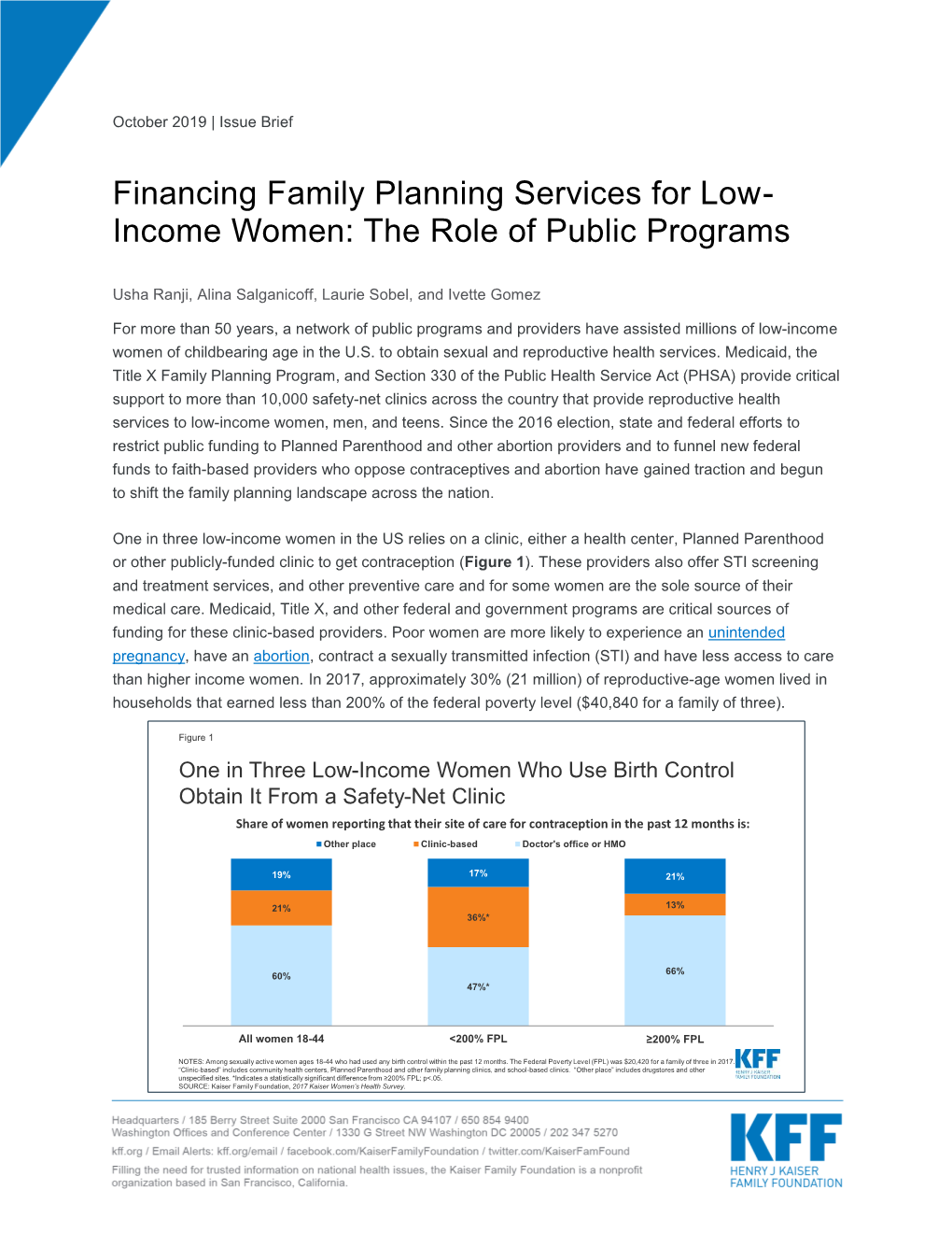 Financing Family Planning Services for Low-Income Women: the Role of Public Programs 2