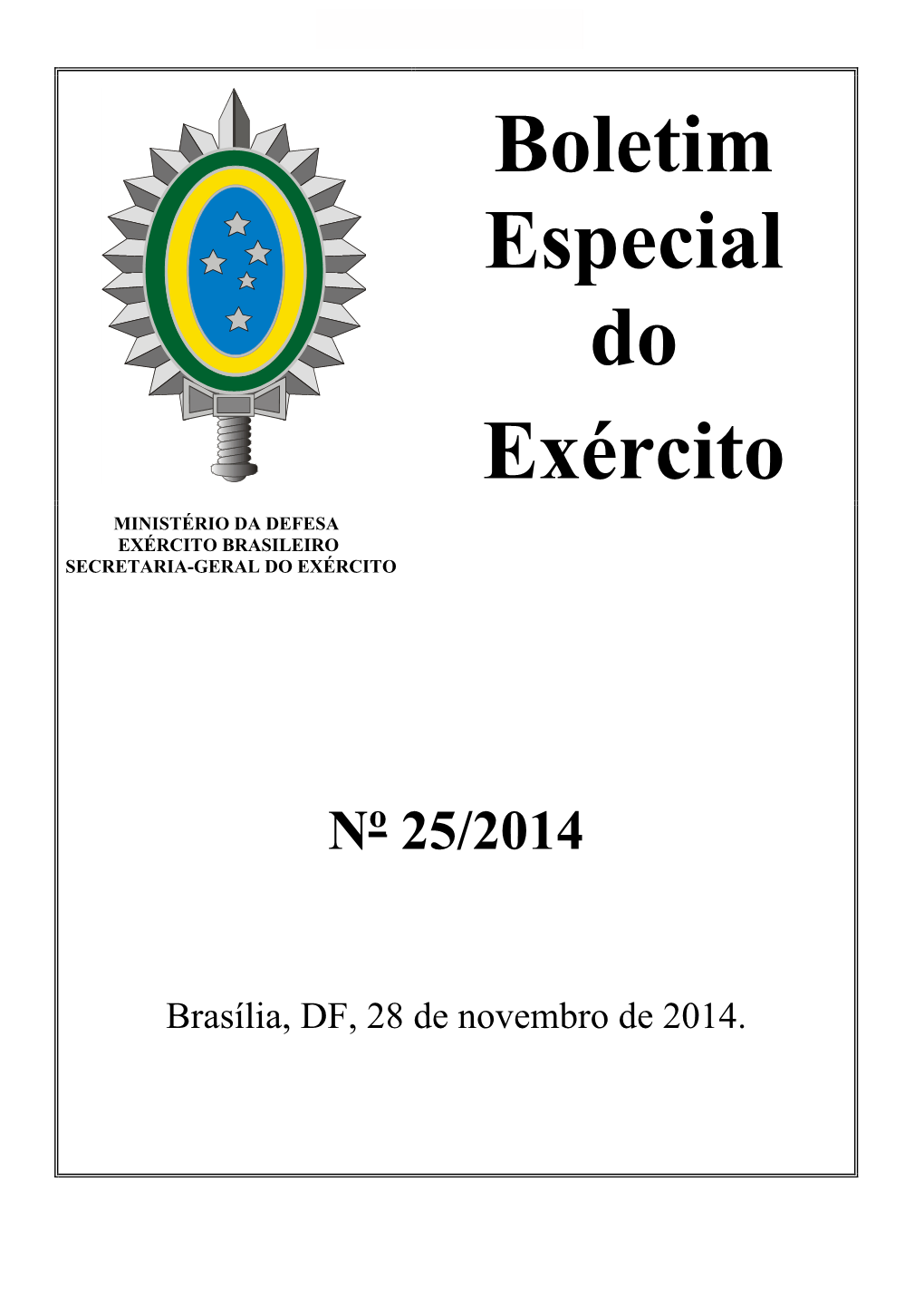 Boletim Especial Do Exército Nº 25/2014