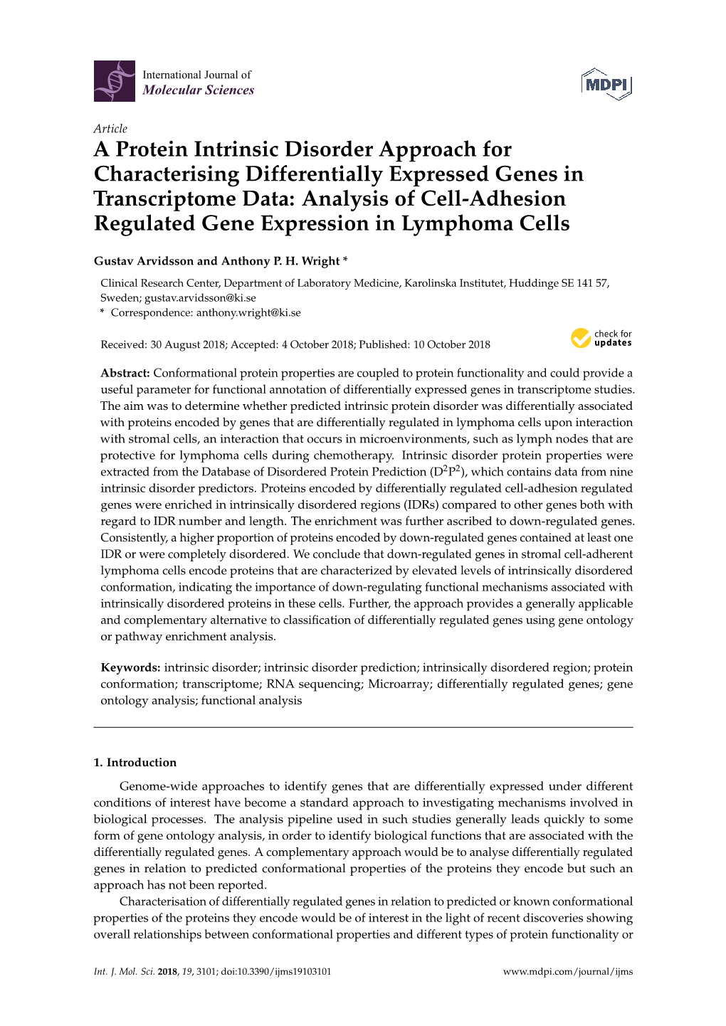 A Protein Intrinsic Disorder Approach For