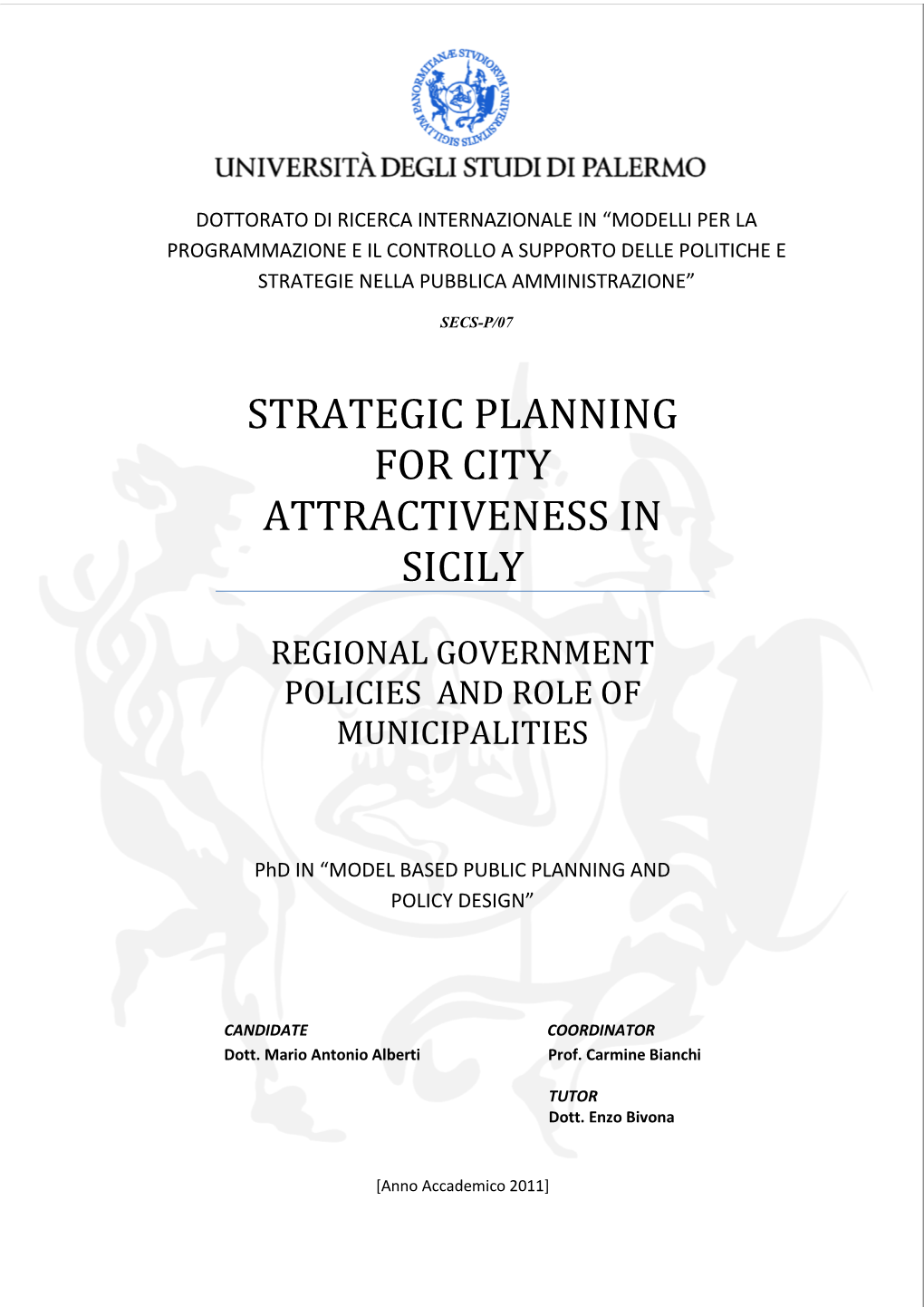 Strategic Planning for City Attractiveness in Sicily