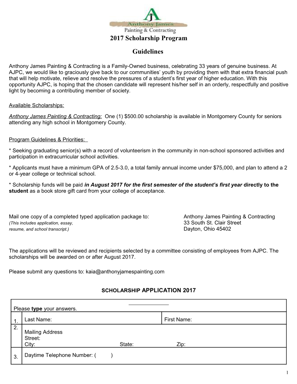 Scholarship Application Template 2003 s3
