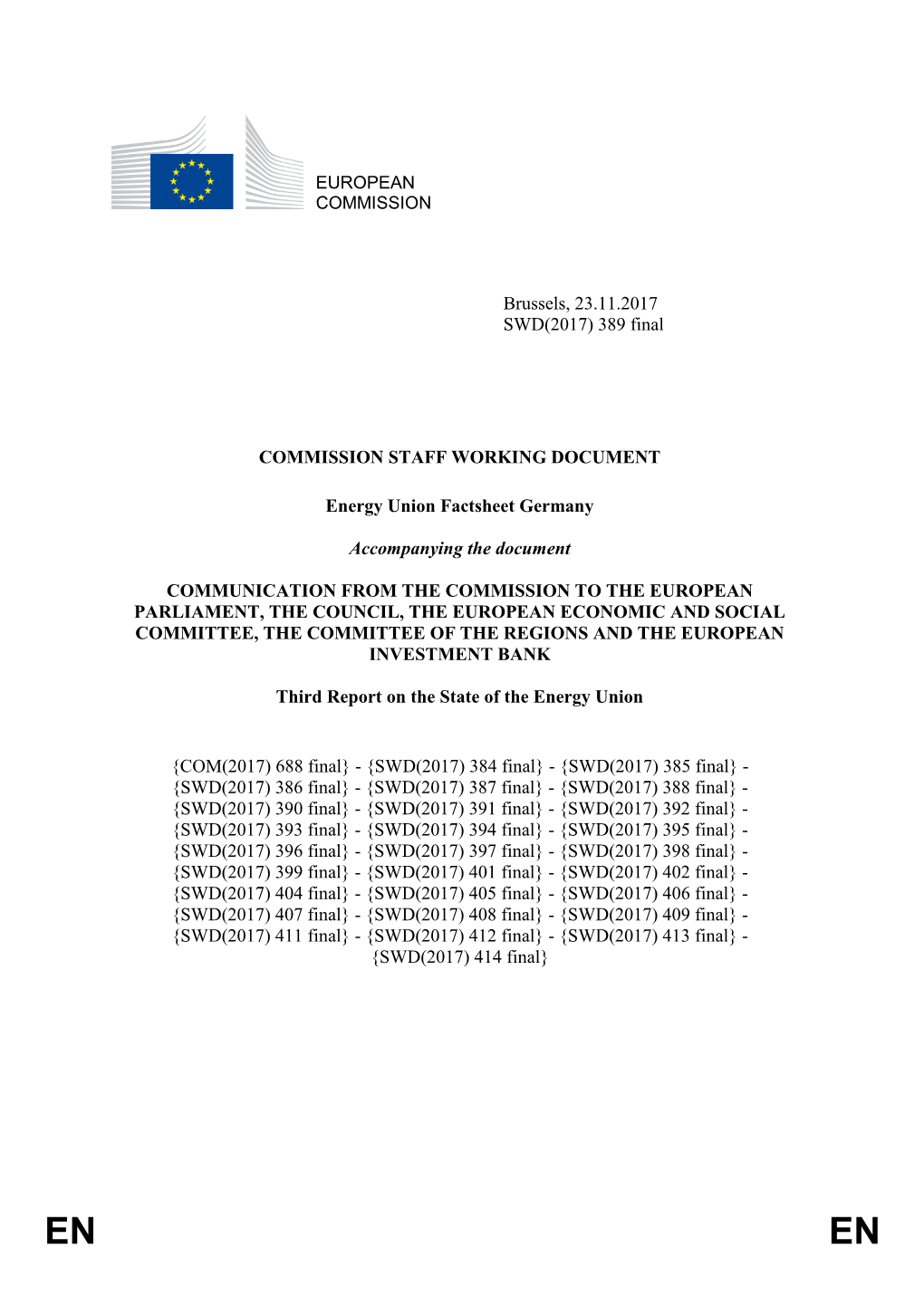 389 Final COMMISSION STAFF WORKING DOCUMENT Energy Union Factsheet Germany Ac