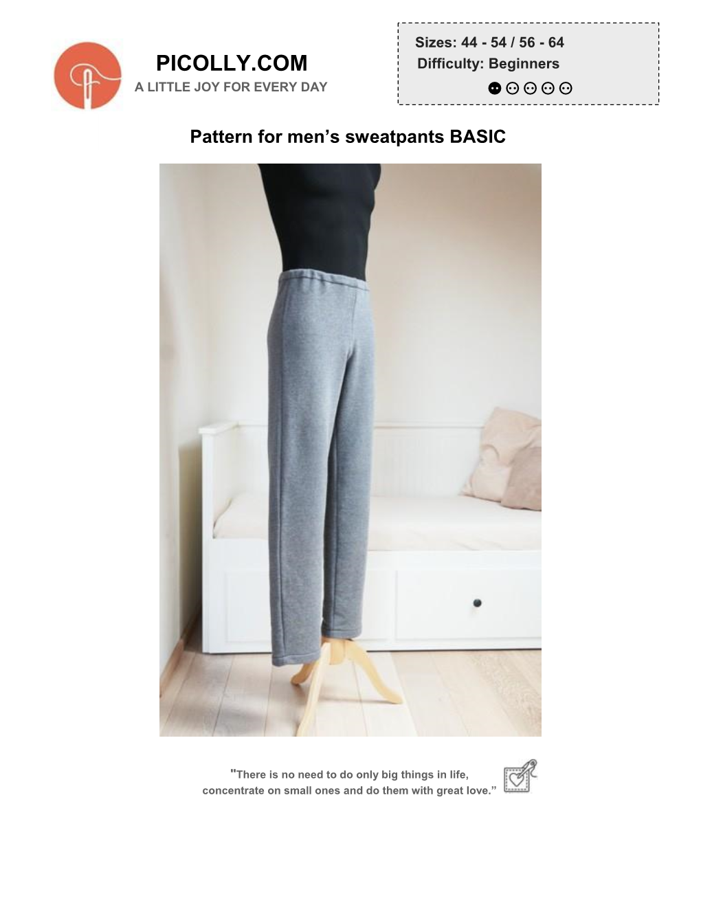 MEN's SWEATPANTS BASIC: Pattern Diagram