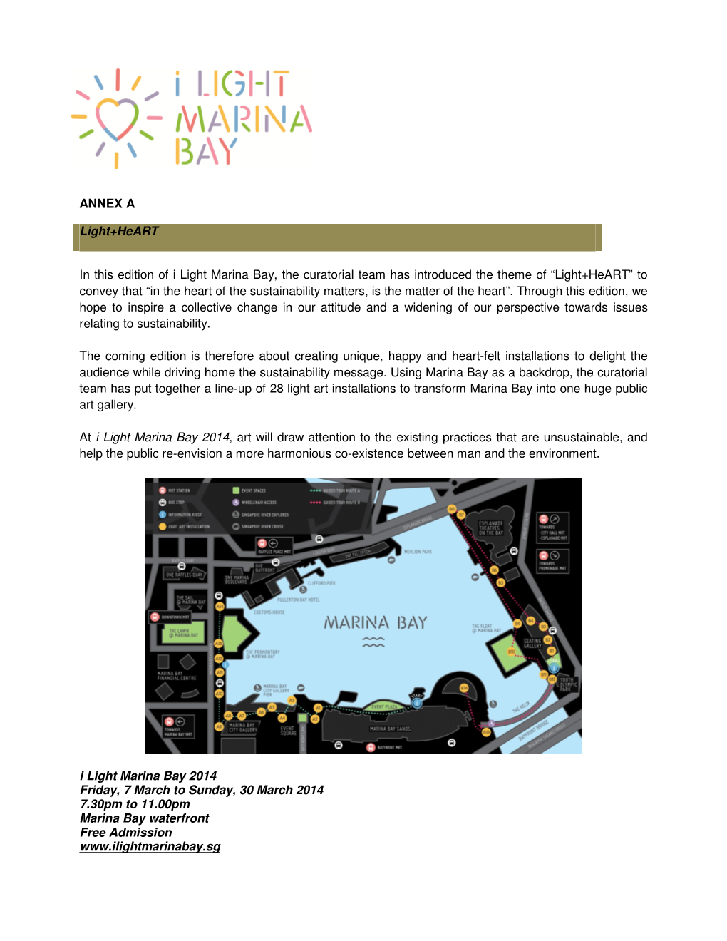 ANNEX a Light+Heart in This Edition of I Light Marina Bay, The