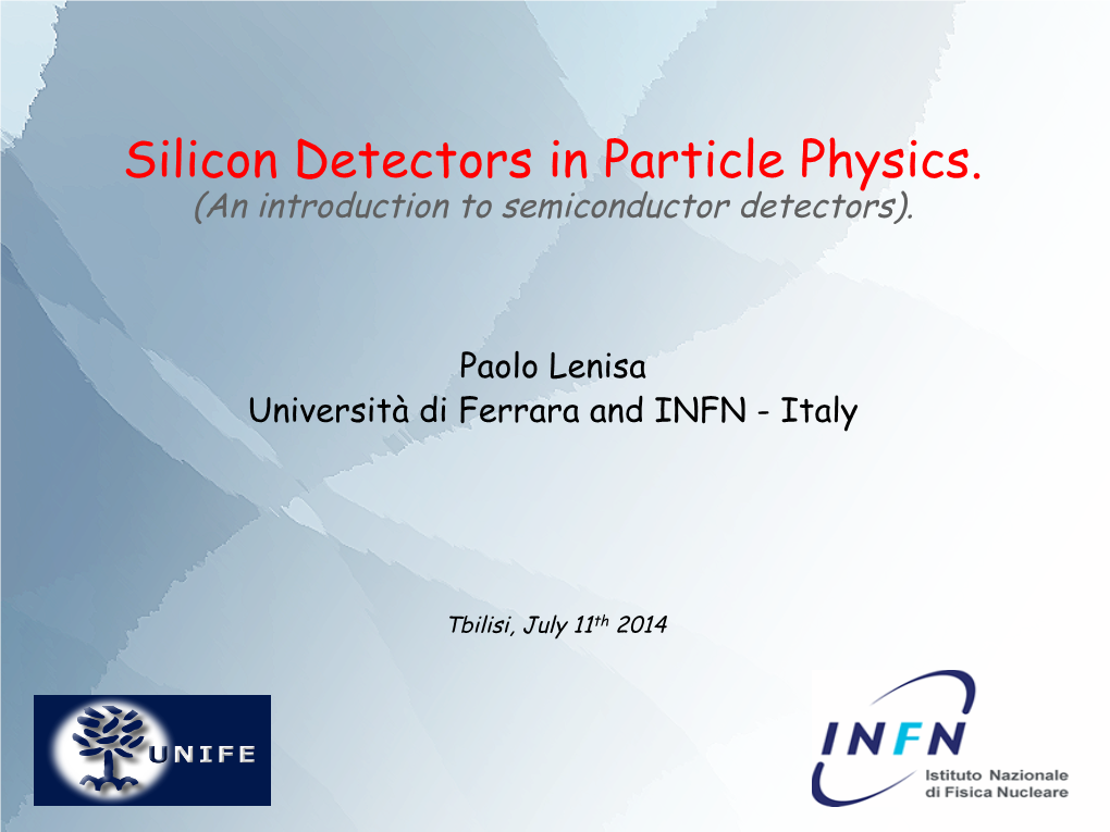 Silicon Detectors in Particle Physics. (An Introduction to Semiconductor Detectors)