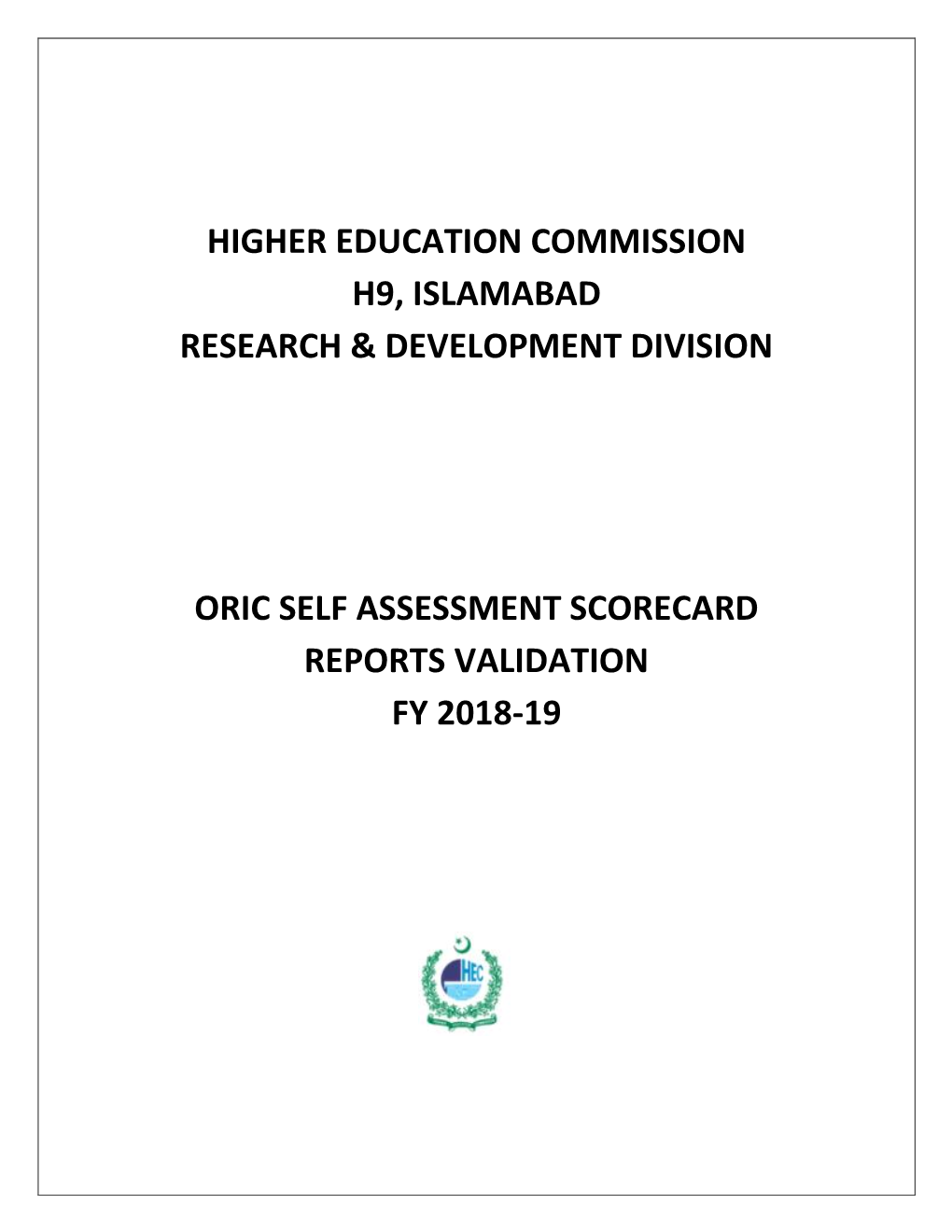 Higher Education Commission H9, Islamabad Research & Development Division